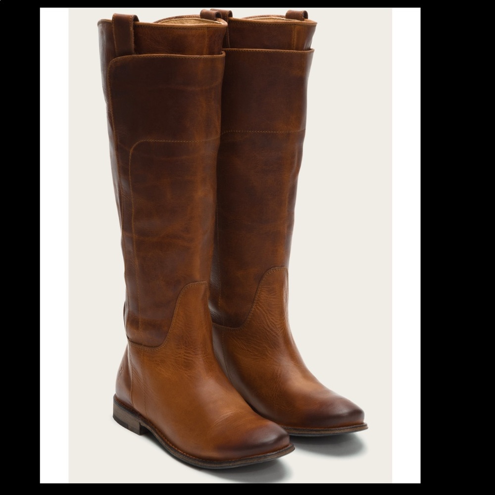 Frye Paige Riding Boots in Brown Leather